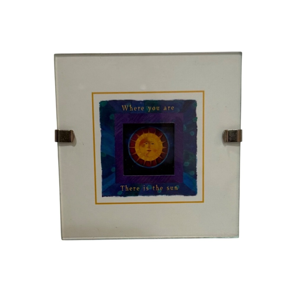 Vintage Celestia Sun Face Miniature Framed Art "Where You Are There Is the Sun"